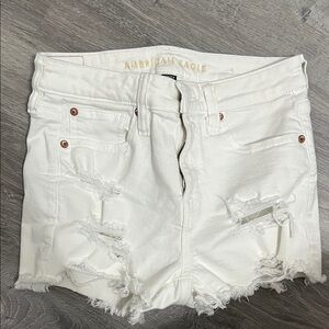 American Eagle Outfitters White Ripped Jean Shorts